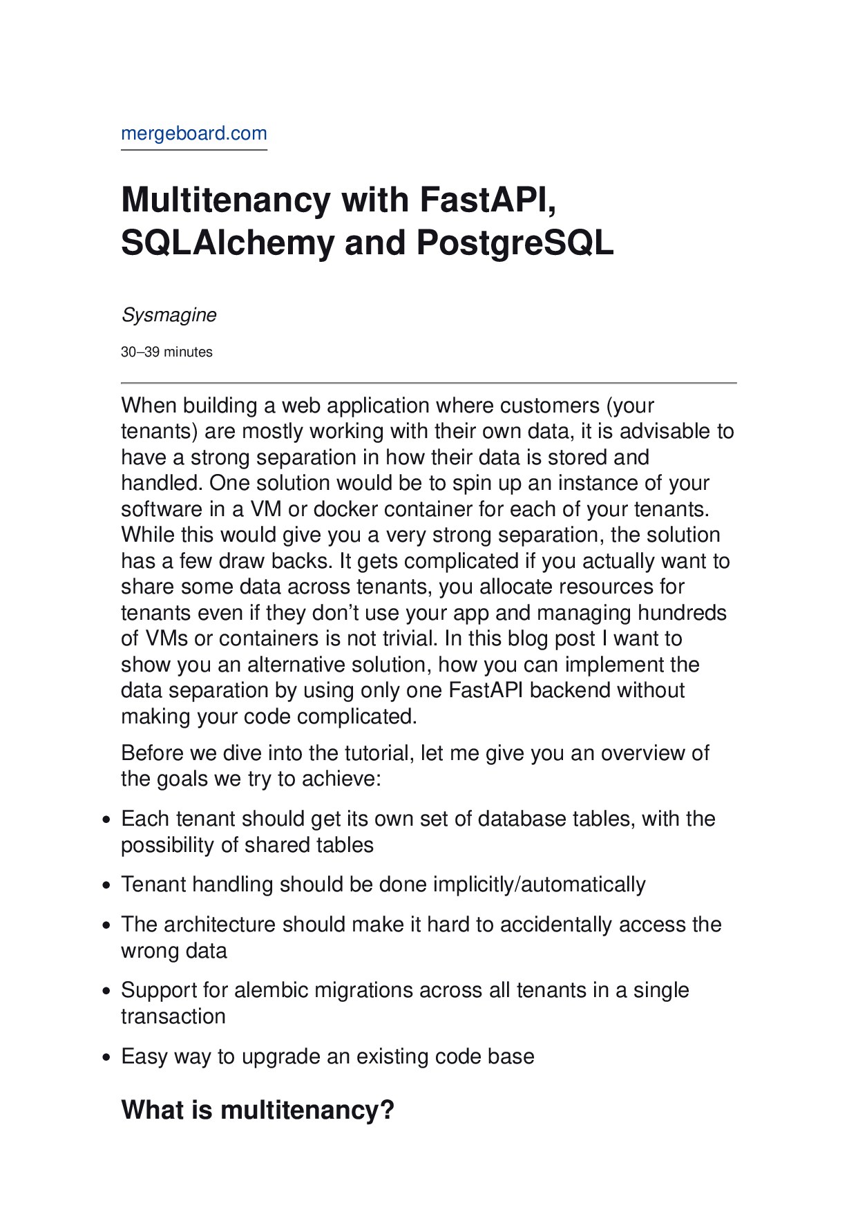 Multitenancy with FastAPI, SQLAlchemy and PostgreSQL
